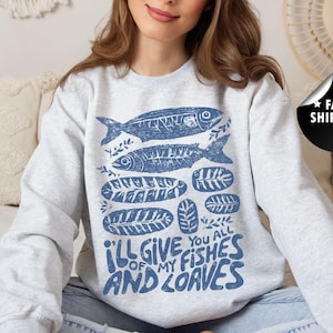 Jesus Feeds the 5000 Sweatshirt, Wunder der Brote und Fische Christian Pullover, Bibel Vers Jesus Pullover, Glaubensgeschenk für sie oder ihn