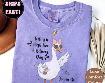 Camiseta cristiana "Silly Goose", colores cómodos, divertida camiseta con versículo bíblico, gráfico inspirador de "Goose" para otoño y Navidad.