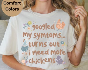 Regalo de granja para mujer, camiseta divertida de pollos, camiseta de animales, lindo atuendo de granjero, camiseta campestre, camiseta de granja, camiseta con síntomas de Google, colores cómodos