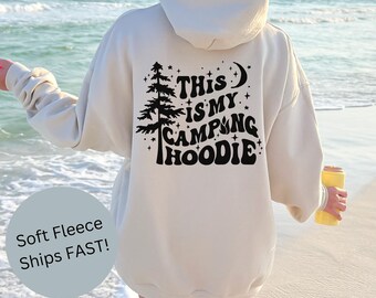 Retro Forest Moon Hoodie, Camping Vibes Sweatshirt, Cozy Campfire Pullover, Outdoor Adventure Shirt, Gift for Camp Lovers