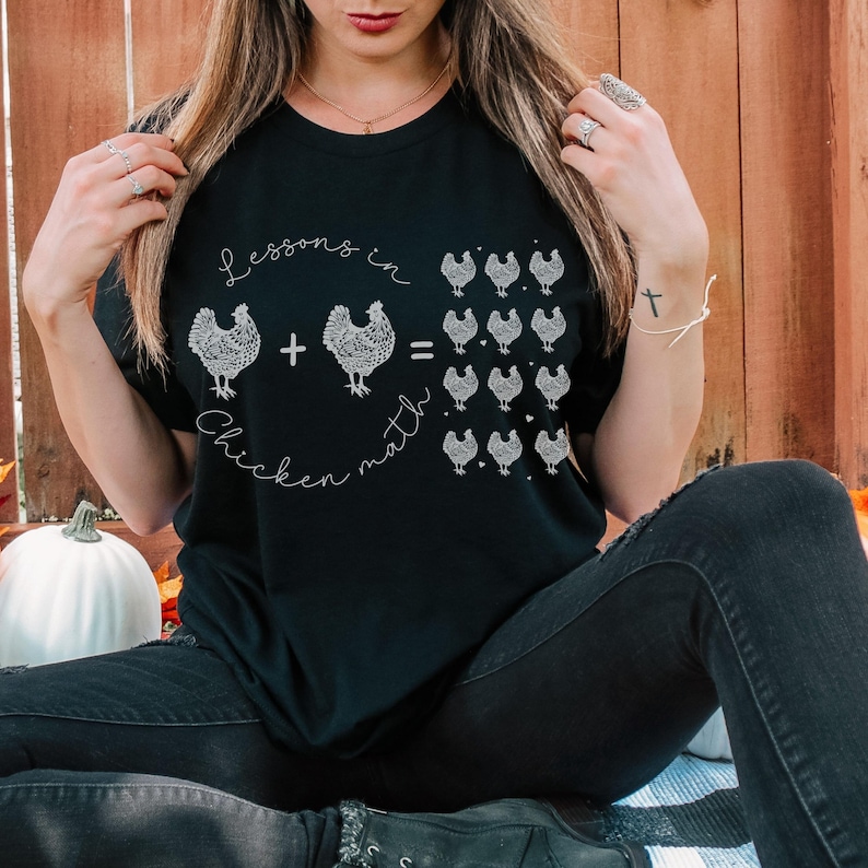 This chicken math t-shirt is perfect for chicken lovers who understand the funny reality of raising hens and roosters. A playful gift for chicken moms and anyone who loves peckers and poultry.