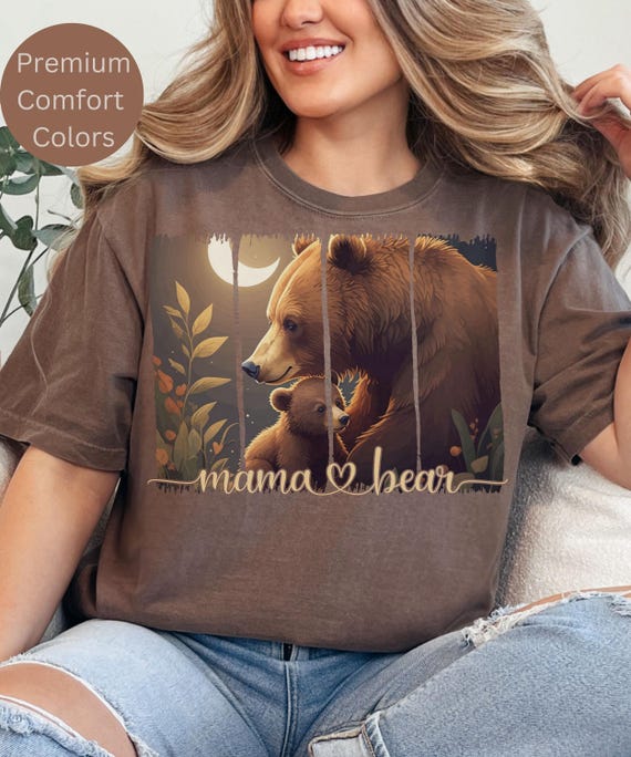 Mama Bear Comfort Colors Shirt, Vintage Aesthetic Bear Graphic Tee