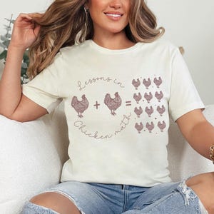Chicken Math Tee, Funny Hen Shirt, Rooster Gift Idea, Poultry Mom Shirt, Quirky Farm Humor, Soft Cotton Comfort image 5