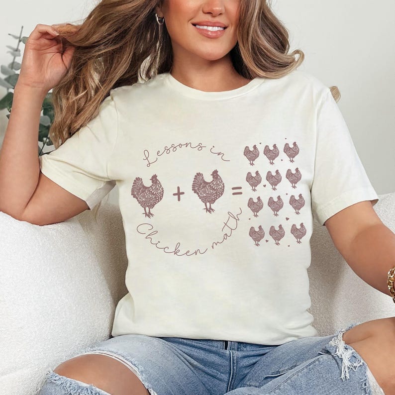 Chicken Math Tee, Funny Hen Shirt, Rooster Gift Idea, Poultry Mom Shirt, Quirky Farm Humor, Soft Cotton Comfort image 5