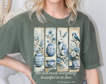 Comfort Colors Christianity Easter Tee, Ecclesiastes 3 11 Bible Verse Shirt, Gift for Women, Her, Wife, Mom, Religious Graphics Top