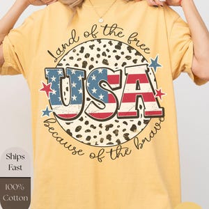 America Land of The Free T-shirt, Dalmatian 4th of July Shirt, America Tee, USA Flag TShirt, Stars and Stripes Top, Fourth of July Gift Her