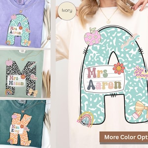 Camiseta personalizada con colores cómodos para maestros, cuaderno de composición, regalo de agradecimiento para maestros, camiseta con nombre personalizado, regalo de regreso a clases para ella o él