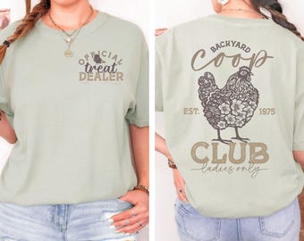 Funny Chicken Shirt, Backyard Coop Club Tee, Funny Farm Animal Lover Gift for Her, Hen Floral Graphic TShirt, Rustic Homesteading Top
