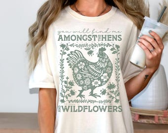 Backyard Chicken Mom Tshirt, Vintage Floral Chicken Shirt, Farm Girl Gift, Rustic Homesteading Tee
