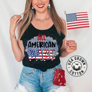 All American Babe Tank Top, Patriotic 4th of July Shirt, USA Flag Graphic Top, Independence Day Shirt, Cute Summer Gift for Her Wife Mom