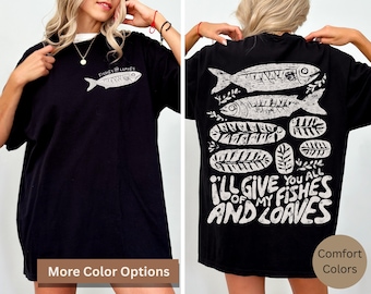 Jesus Feeds the 5000 Tee, Miracle Of Loaves And Fishes Christian TShirt, Distressed Bible Verse Jesus Shirt, Faith Gift For Her Mom Friend