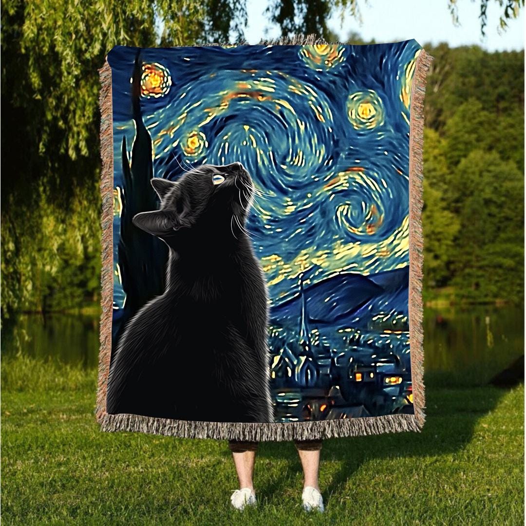 Midnight Garden Black Cats Quilted Blanket NCU0TH273 main image 1
