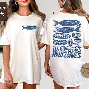Trendiges christliches Anbetungs-T-Stück, Brote und Fische-Bibelstudien-Shirt, Jesus zieht 5000 T-Shirt ein, glaubensbasiertes Kleid, religiöses Geschenk für sie