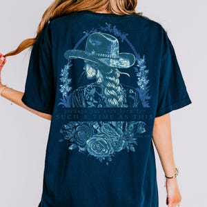 Western floral scripture shirt with soft feel