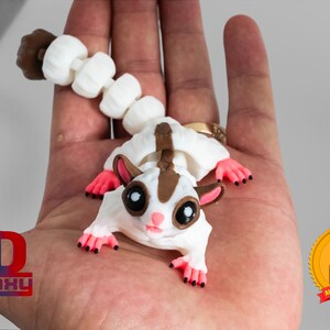 thumbnail image 2 of Articulated Sugar Glider Fidget Toy – Poseable White Gliders 2 of 14