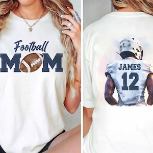 Watercolour Football Mom Shirt, Custom Name and Number Football Shirt, Custom Football Mom Shirt, Football Mama Shirt, Football Gift For Mom