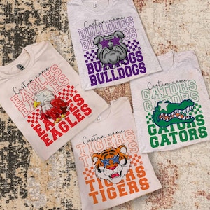 Custom Vintage Preppy Checkerboard Shirt,  We Are Mascot School Name Shirt, Favorite Team Shirt, Custom Mascot Retro Shirts, Mascot shirt