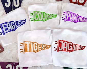 Custom Mascot Pennants Flag Shirt, High School College Football, School Spirit Shirt, Homecoming Pennant Color, Matching Team Tee