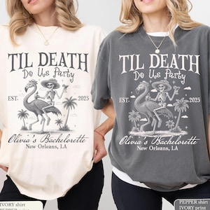 Til Death Do Us Party Halloween Bachelorette Shirt,Bride Or Die Shirt, Gothic Bride Tshirt, Skeleton Bach Shirts