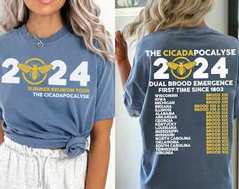 Cicadapocalypse Summer Reunion Tour 2024 Shirt, Double Cicada Brood XIII & XIX Emergence Shirt, Cicada Invasion Summer Music Fest 2024 Shirt