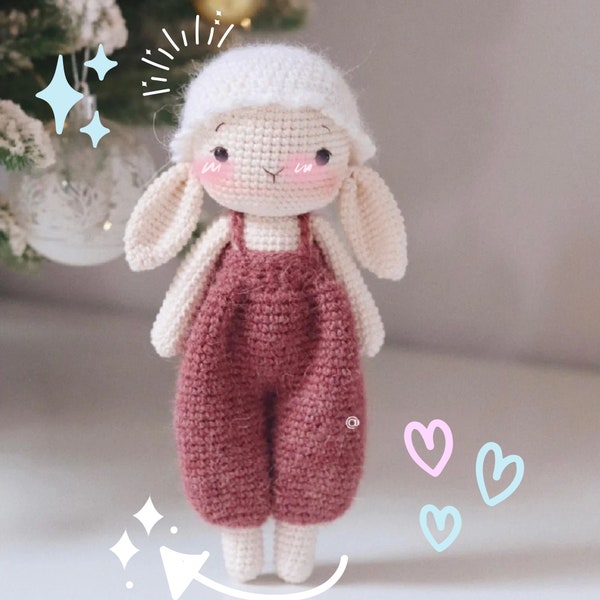 Bunny Boho Dressed Crochet Pattern, Crochet Mother Bunny Wearing Overalls Pattern, Easter Mother Day, Crochet Rabbit Mother, PATTERN easter