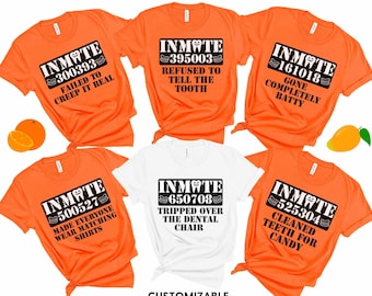 Custom Dentist Inmate Halloween Party Costume Shirt, Dental Property Of County Jail Tee, Group Dentist Office Halloween Matching