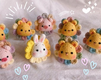 Set 3 ramos hechos a mano para amantes de P00h, ramo Winnie la P00h hecho a mano, patrón ramo de conejo, patrón ramo de cerdo, crochet de animales de granja