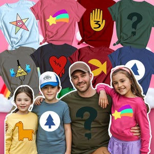 Custom Disney Gravity Falls Costume, Mabel Pines Matching Shirt, Gravity Falls Full Characters Tee, Matching Halloween Costumes