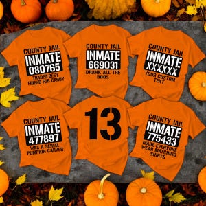 Custom Inmate County Baseball Halloween Shirts, Inmate Matching Halloween Sports Team Tee, County Jail Team Halloween Costumes,Family Shirts
