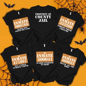 Personalized County Jail Inmate 2-Sided Funny T-Shirts, Custom Halloween Party Costume, Property Of County Jail Shirt, team halloween shirts