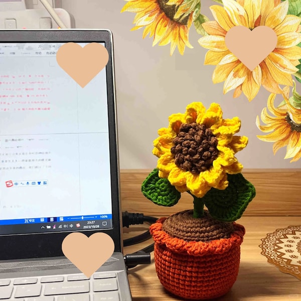 Sunflower Crochet Pattern, Amigurumi  Flower Plant PDF Pattern, Crochet Pattern Sunflower Pot, Crochet Sunflower PATTERN English