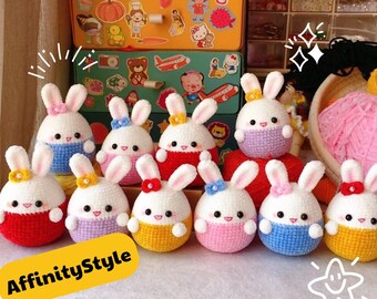 BUNDLE BUNNY EASTER crochet pattern, Easter Egg Bunny mini crochet pattern, amigurumi Easter eggs,Rabbit Easter pattern, farm animal stuffed