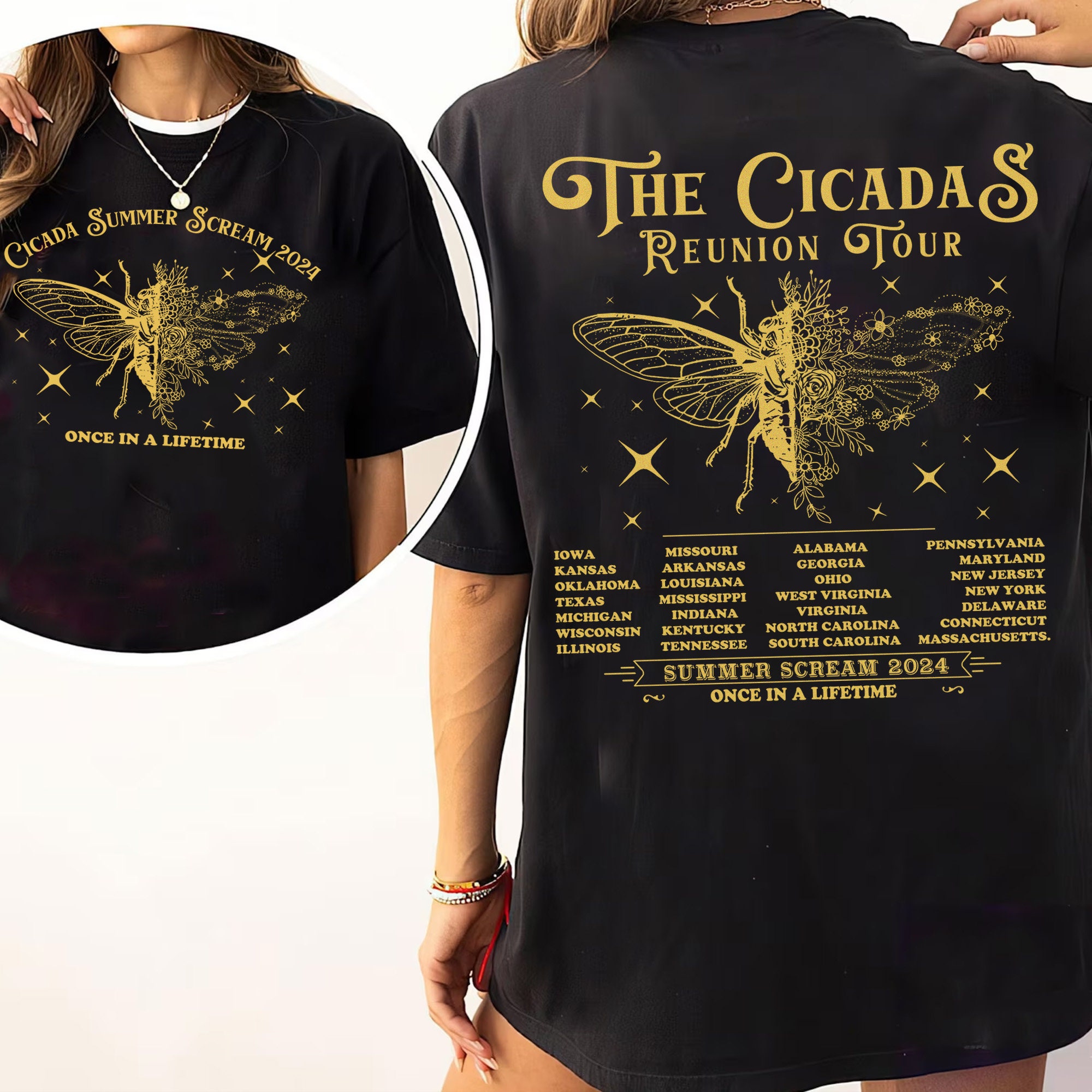 Cicadas Summer Scream Reunion Tour 2024 Shirt, The Cicada Concert Tour,Insect Cicada Broods XIII & XIX, Once In a Lifetime