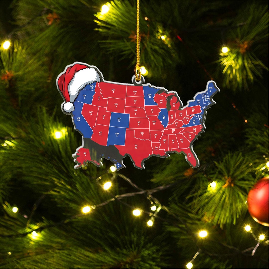 Merry Christmas 2024 Election Map Ornament, 2024 Election Map Ornament