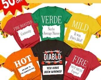 Group Taco Sauce Costume Shirt, Hot Sauce Family Shirt, Matching Hot Sauce Halloween Costume Shirt, Costume Shirt For Family Friends Teacher