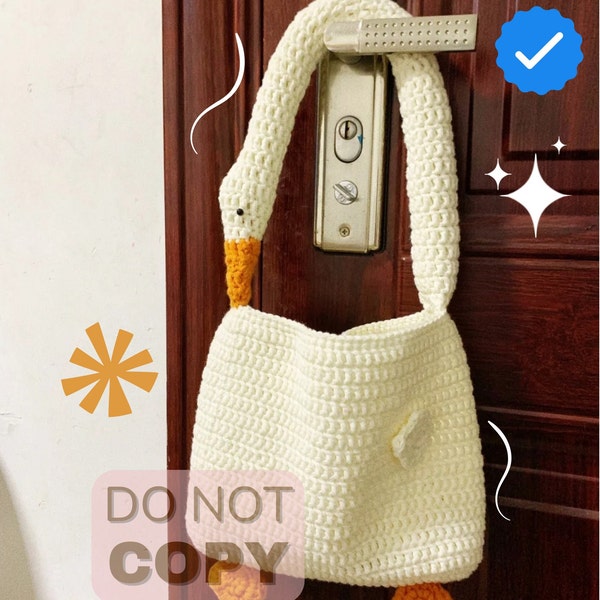 Long Neck Goose Tote Bag Crochet Pattern, Cute Duck Large Crochet Bag, Amigurumi Duck Plushie, Tote Gifts, Handmade Long neck Goose Plush