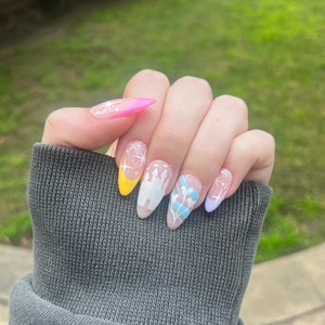 Disney press- on nails, Disneyland, Disney World, castle, Mickey, pastel, sparkles