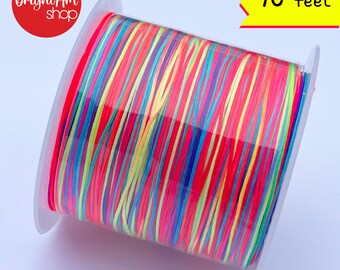 90 FEET (around 30yards, around + 30meters LENGTH) per Roll / 0.4mm (0.016 inch) NEON Rainbow color Nylon Cord String Thread