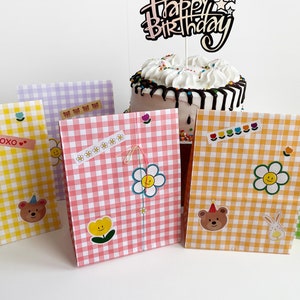 15 sztuk papierowych torebek w kratkę gingham, Torebka na prezenty, Mała torebka na prezenty, Torebka na smakołyki, Upominek na imprezę, Przyjęcie świąteczne, Przyjęcie wielkanocne, Zapakuj płaski prezent