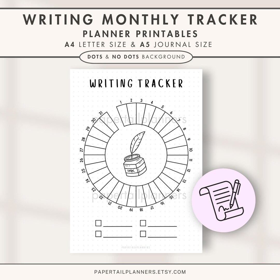 Writing Tracker | Printable Journal Page | Monthly Tracker | Habit ...