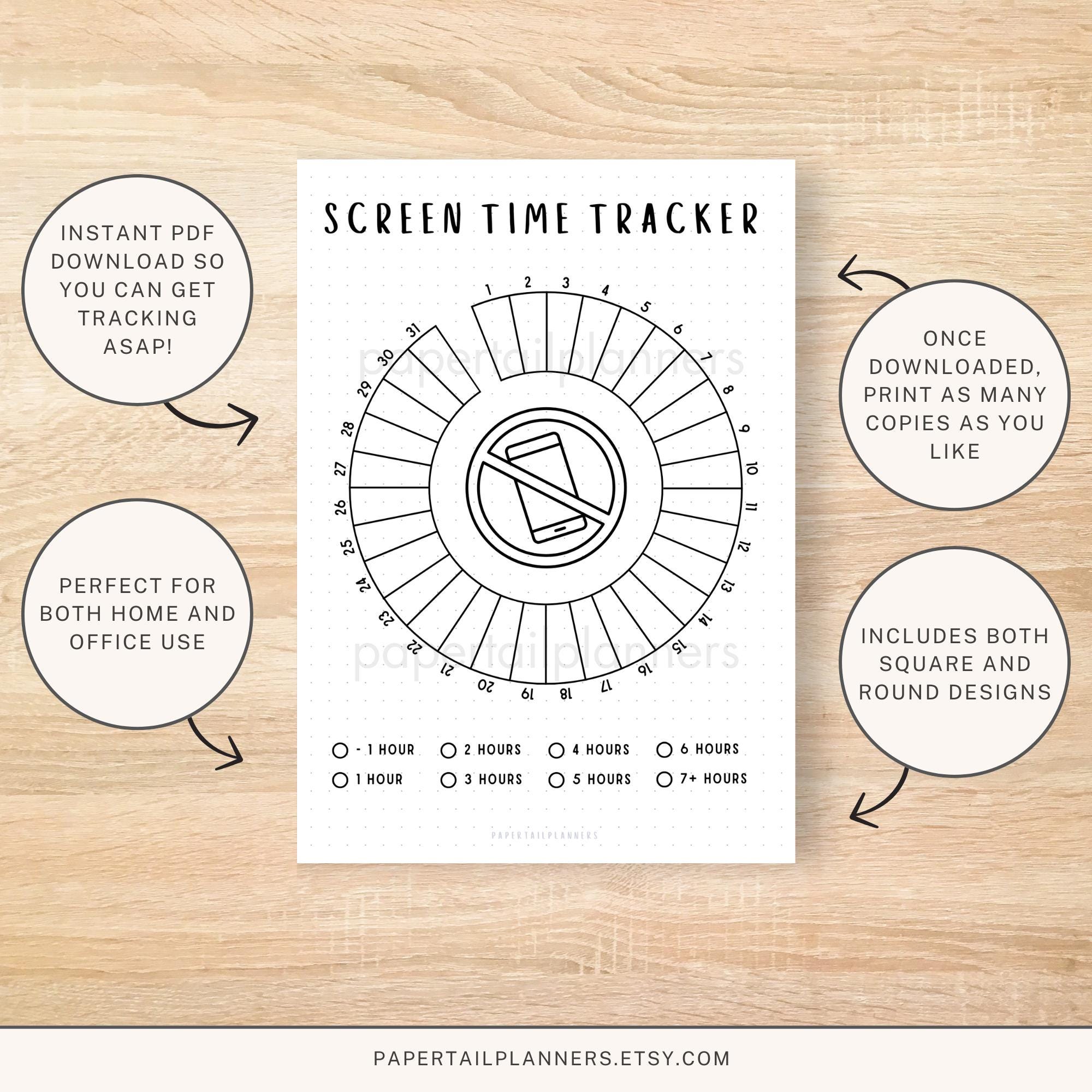 Monthly Screen Time Tracker Printable: Habit & Phone Log (A4/A5 Digital ...
