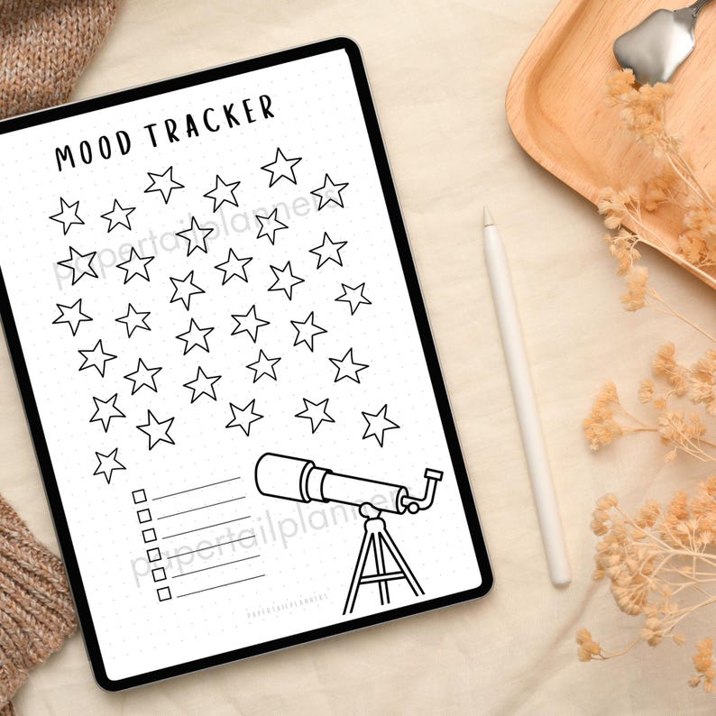 Star Gazing Mood Tracker | Printable Journal Page | Planner Page ...