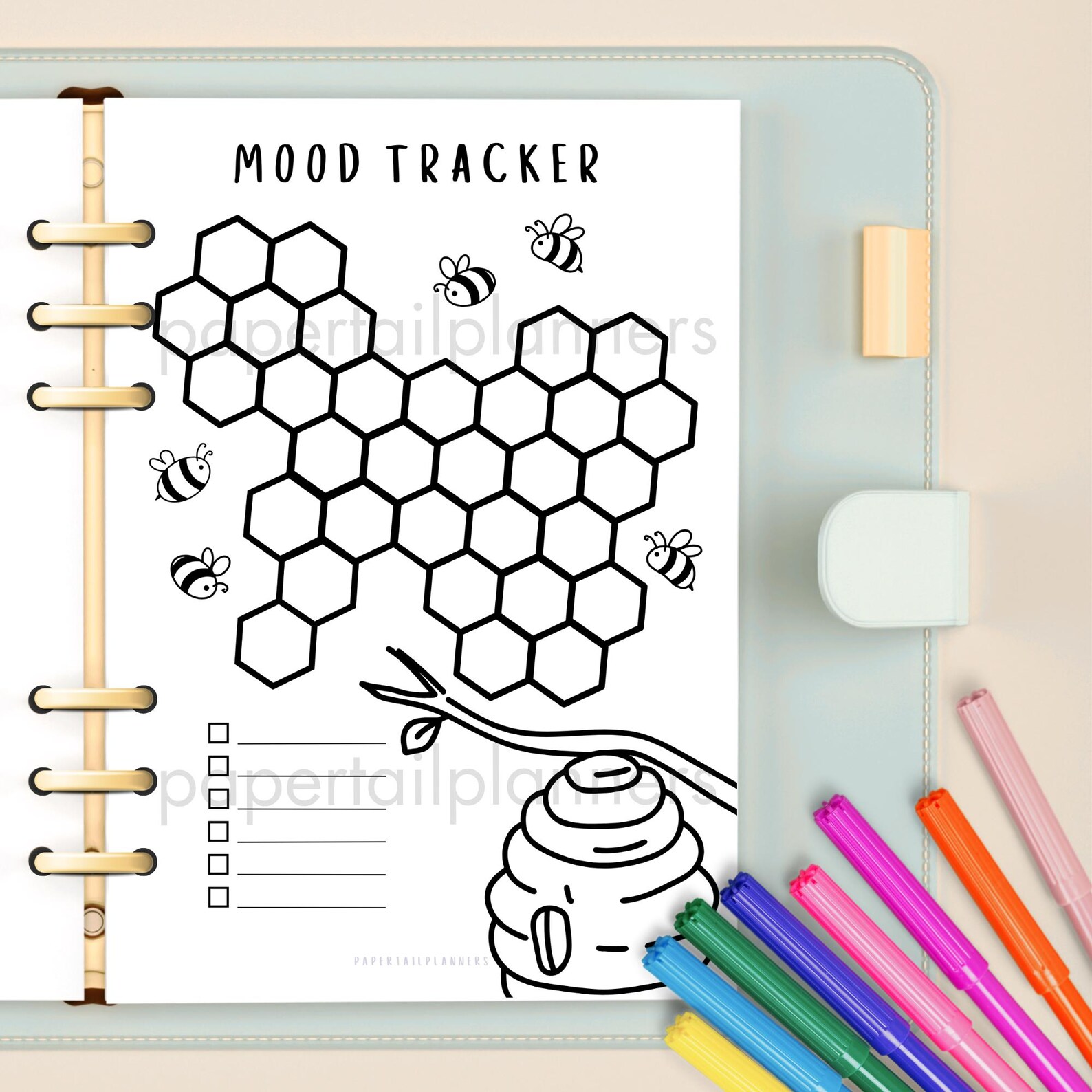 Honeycomb Mood Tracker | Printable Journal Page | Planner Page ...