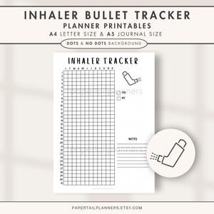 Inhaler Tracker | Printable Journal Page | Asthma Log | Health Tracker | Asthma Journal | Asthma Tracker | Medication Tracker | Planner Page