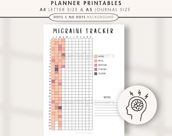 Migraine Tracker | Printable Journal Page | Planner Page | Headache Tracker | Migraine Log | Health Journal | Health Log | Health Tracker