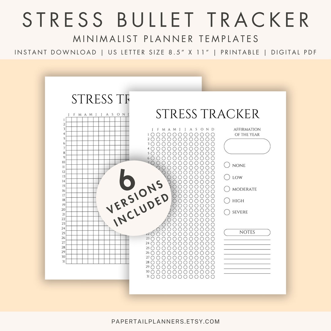 Minimalist Stress Tracker Printable PDF Download Printable Planner ...