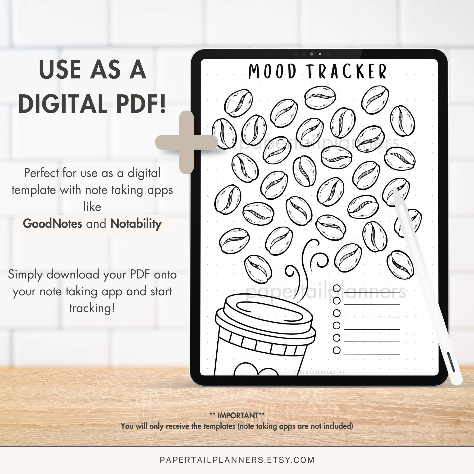 Coffee Bean Mood Tracker | Printable Journal Page | Planner Page ...