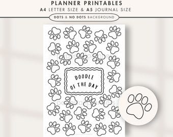 Paw Print Doodle Of The Day | Printable Journal Page | Drawing Of The Day | Daily Drawing | Daily Doodle | Doodle Challenge |Monthly Tracker
