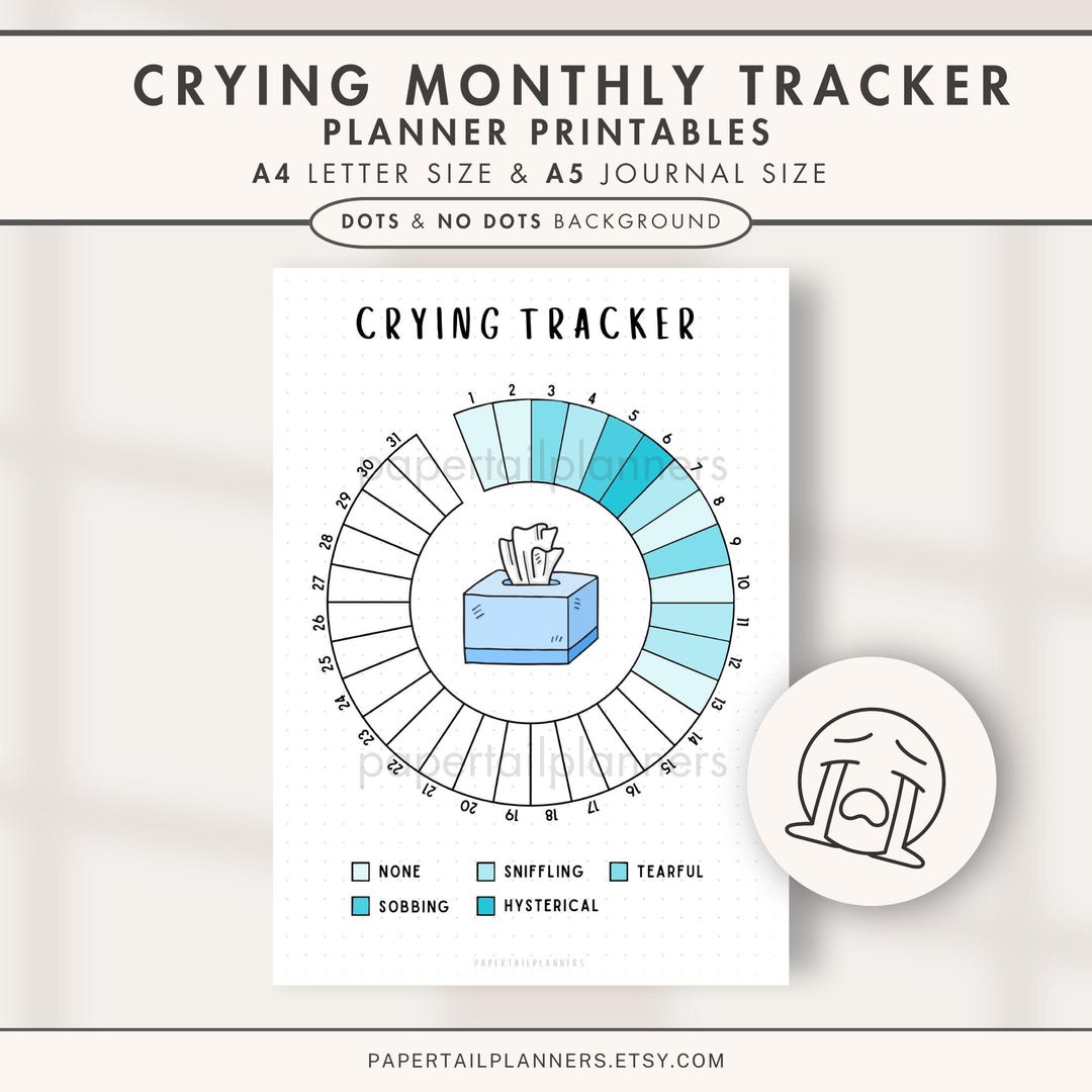 Journal Crying Crying Tracker | Printable Journal Page | Crying Log | Mood Tracker ...