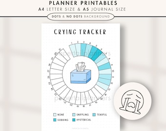 Registro de llanto / Página de diario imprimible / Registro de llanto / Registro de estado de ánimo / Registro de sentimientos / Registro de emociones / Registro de salud / Registro de llanto